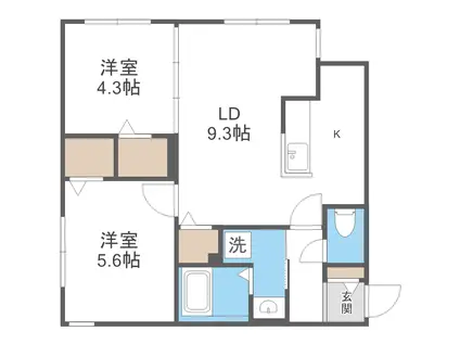 ALIVIS琴似(2LDK/4階)の間取り写真