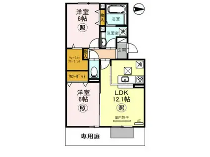 ラ・ヴェール鈴蘭(2LDK/1階)の間取り写真