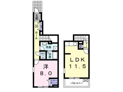 ハイ アヴェニールII(1LDK/1階)の間取り写真