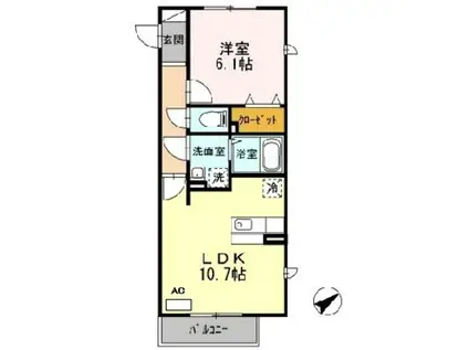 シュテルンビルトA(1LDK/2階)の間取り写真