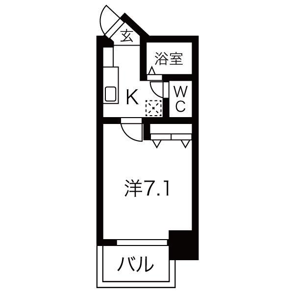 グレイス名駅北(1K/7階)の間取り写真