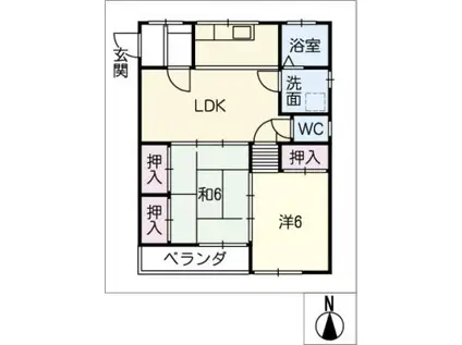 マスミハイツ(2LDK/3階)の間取り写真