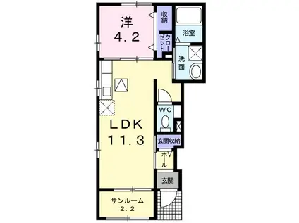 グローリ-II(1LDK/1階)の間取り写真