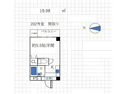 ラッキーガーデン(1K/2階)の間取り写真