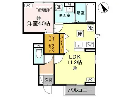 CLARIA萩(1LDK/1階)の間取り写真