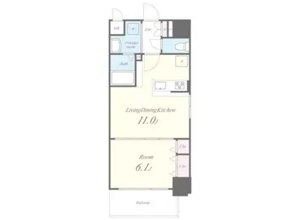 ランエージ新御徒町(1LDK/11階)の間取り写真