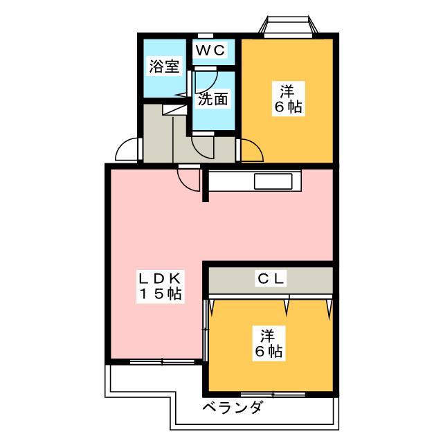 マンションストークV(2LDK/1階)の間取り写真