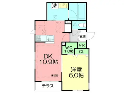 鵠沼石上2丁目メゾン(1LDK/1階)の間取り写真