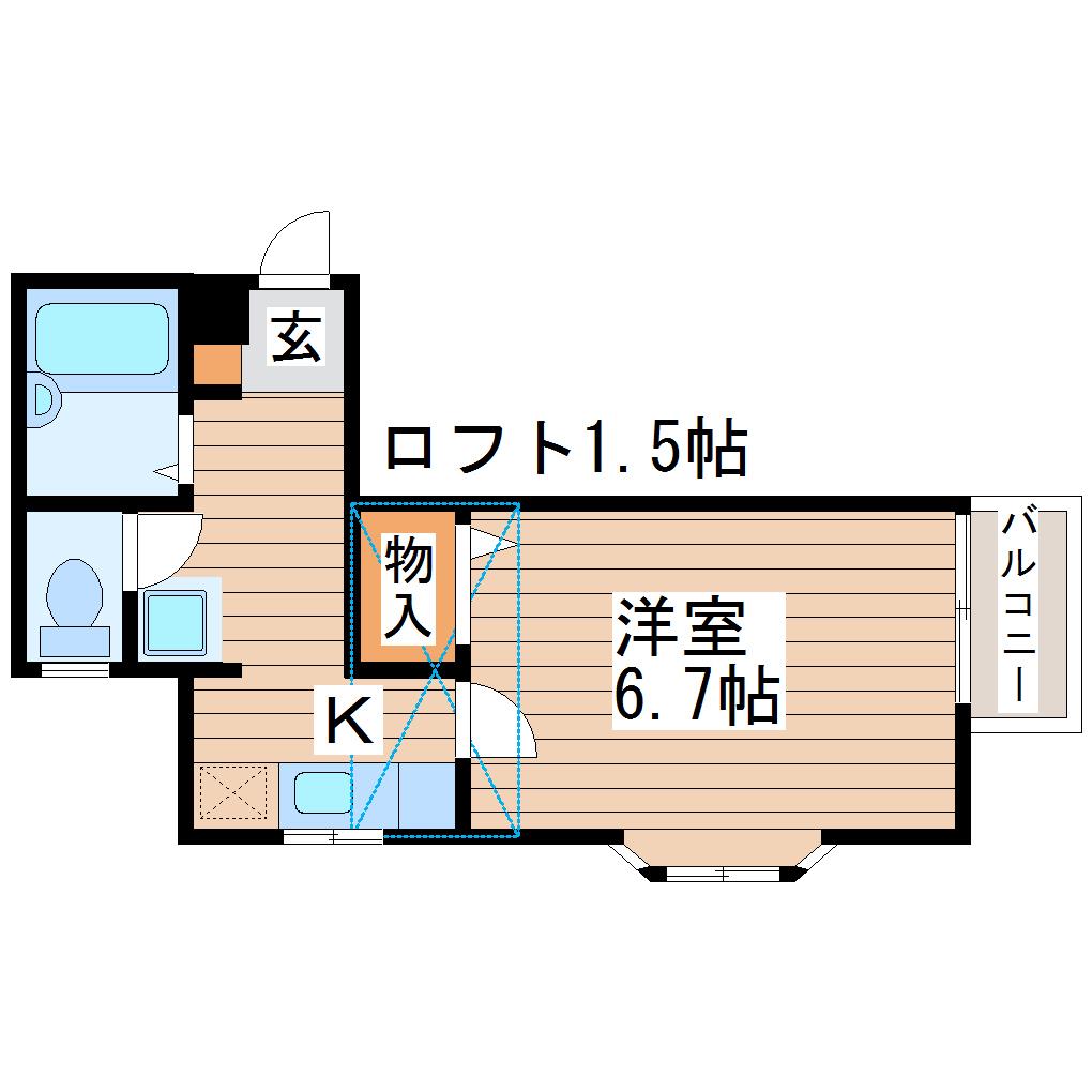 ステーブルSS(1K/2階)の間取り写真