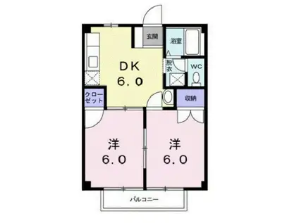 レグルスB(2DK/2階)の間取り写真