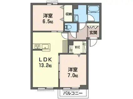 サウス PURE(2LDK/1階)の間取り写真