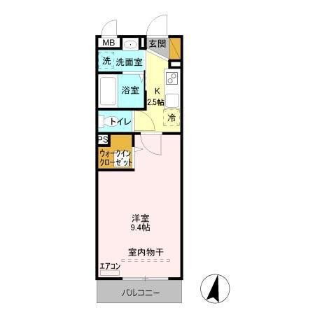 BE AMBITIOUS(1K/1階)の間取り写真