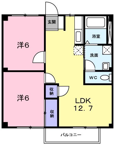 パークサイド(2LDK/2階)の間取り写真