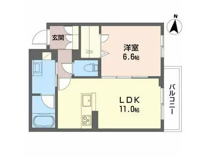 ヴィアソーレ Y(1LDK/3階)の間取り写真