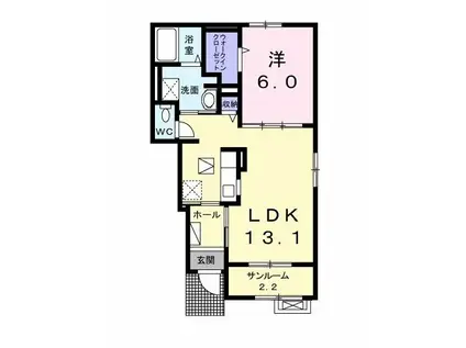 イーストヒルズ大崎E(1LDK/1階)の間取り写真