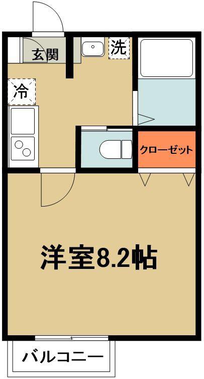 ラ・メゾンデュー鴻巣(1K/1階)の間取り写真