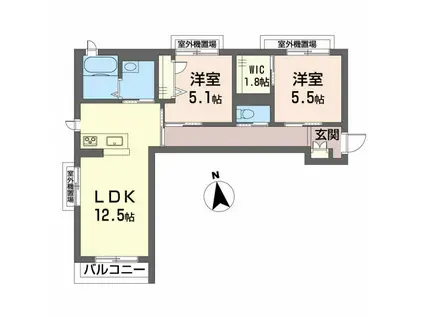 ローレルR(2LDK/3階)の間取り写真