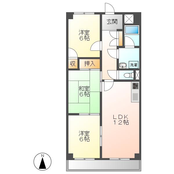 第3高杉マンション(3LDK/2階)の間取り写真