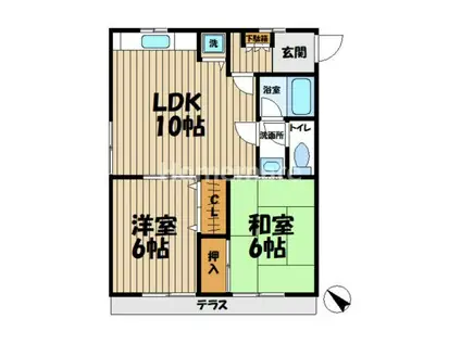 K・クラージ(2LDK/1階)の間取り写真