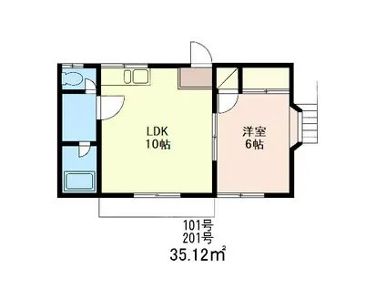 ハイムコオリナ(1LDK/1階)の間取り写真