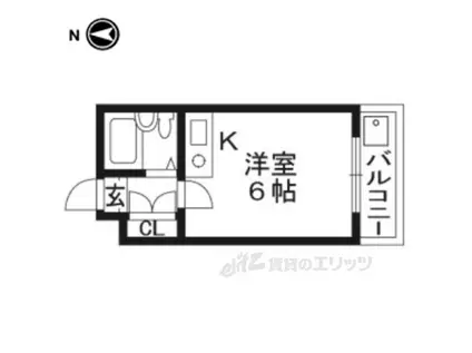 アップビート(ワンルーム/3階)の間取り写真