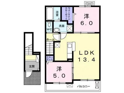 ティーア B(2LDK/2階)の間取り写真