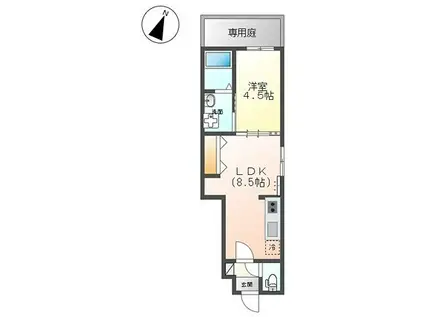 豊中市螢池中町アパート(1LDK/1階)の間取り写真