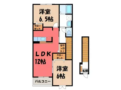 セレノ・カーサ・S II(2LDK/2階)の間取り写真