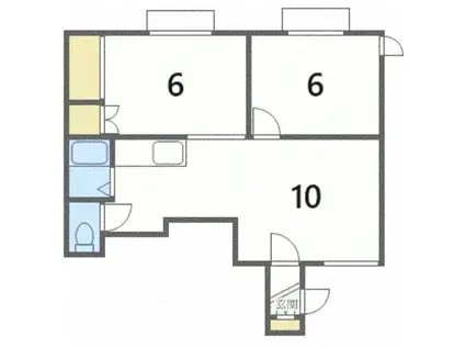 手稲ハイツ(2LDK/2階)の間取り写真