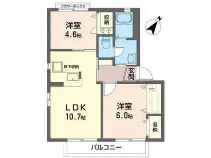 サンフォレスト2番館(2LDK/2階)の間取り写真