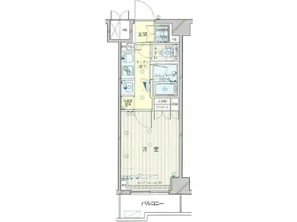 ルーブル川崎上平間(1K/4階)の間取り写真