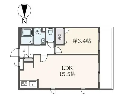 ディアコート白糸台A(1LDK/2階)の間取り写真