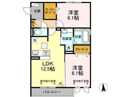 ルーセント(2LDK/1階)の間取り写真