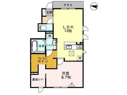 ハイツK(1LDK/1階)の間取り写真