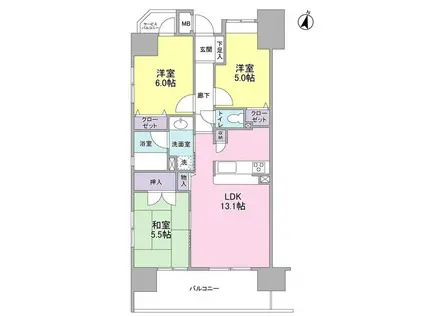 グランカーサ新小岩(3LDK/13階)の間取り写真