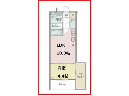 モクシオン扇(1LDK/2階)の間取り写真