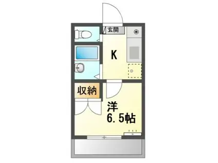パラシオンN2(1K/1階)の間取り写真