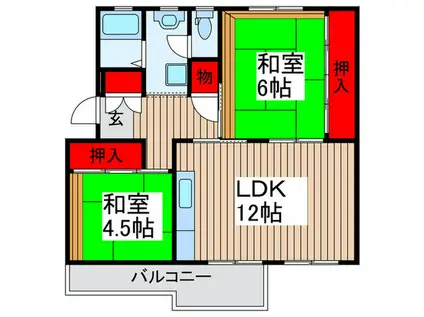 小金原団地 5号棟(2LDK/4階)の間取り写真