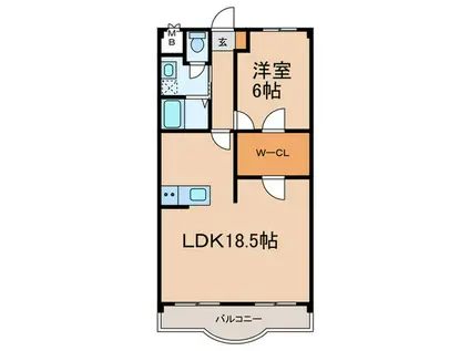 城ヶ根ハイツ(1LDK/2階)の間取り写真