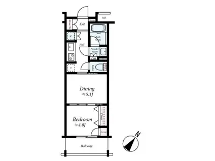 日神デュオステージ関内大通公園(1DK/4階)の間取り写真