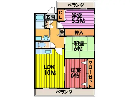 VIO東中野(3LDK/3階)の間取り写真