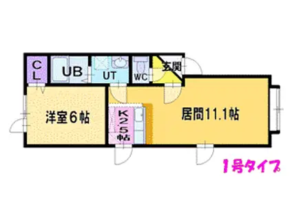 フェアリーテイル(1LDK/2階)の間取り写真