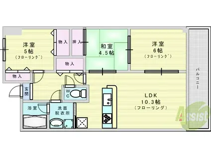 アバンティ千里(3LDK/5階)の間取り写真