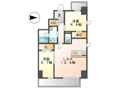 ポルタニグラ大須観音(2LDK/7階)の間取り写真