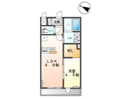 OLIVE(1LDK/2階)の間取り写真