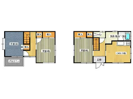 ハイツさらがい(3DK/1階)の間取り写真
