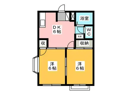 ニュータウン奥村 A(2DK/1階)の間取り写真