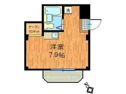 コーポリバーサイド(ワンルーム/1階)の間取り写真