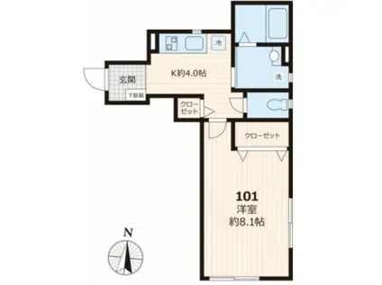 コート・シャトン(1K/1階)の間取り写真