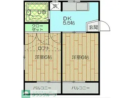 ショウナンコテージ(2DK/2階)の間取り写真